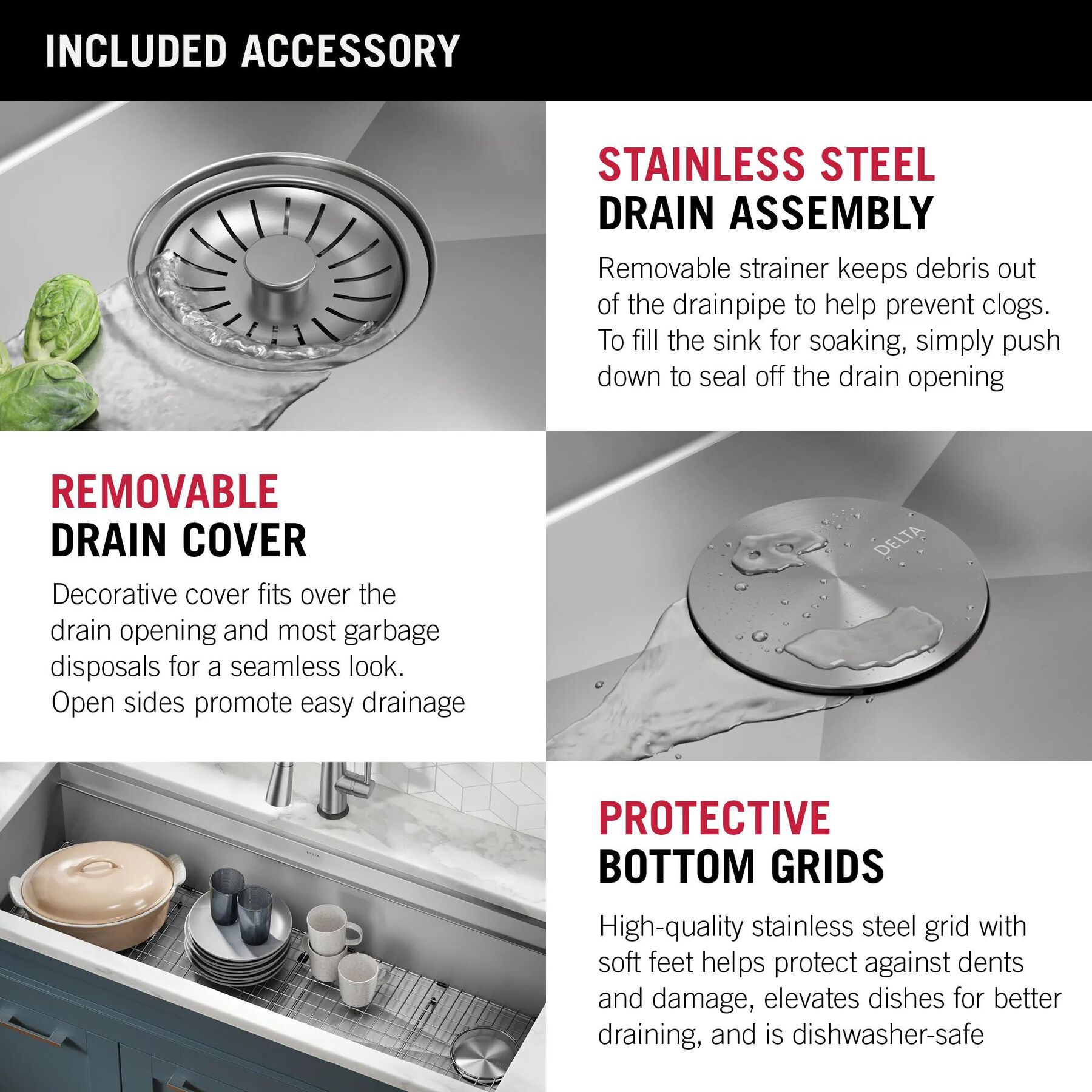 45&rdquo; Workstation Undermount Single Bowl 16 Gauge Stainless Steel Kitchen Sink with 2-Tier&nbsp;WorkFlow&trade; Ledge and Accessories
